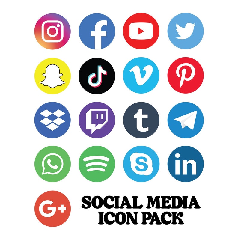 Round Social Media Icons Pack - Etsy