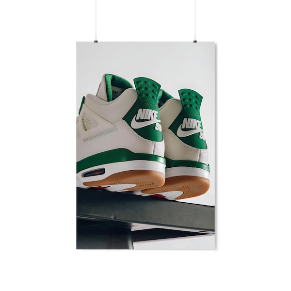 Jordan 4 Retro SB Pine Green Print, 2, Wanddekoration, Poster, Sneakerhead Kunst, Bürodeko, moderne Kunst, Schuhkunst, individuelles Poster, HypeBeast