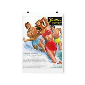 Vintage Jantzen Swimsuit Ad Poster, 1950s Fashion Wall Art