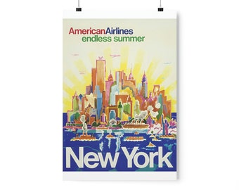 Vintage New York Travel Poster, Mid-Century Modern Wall Art