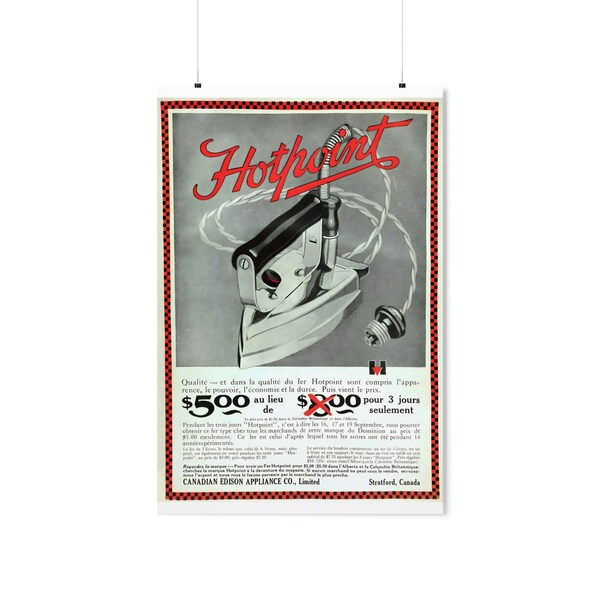 Vintage Hotpoint Ad Print, Wall Decor, Wall Art, Office Decor, Modern art, Poster Art, Custom Poster, Home Art