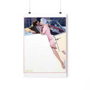 Morgan Kane Vintage Poster, Kissing Couple in Car Art Print