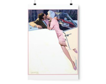 Morgan Kane Vintage Poster, Kissing Couple in Car Art Print