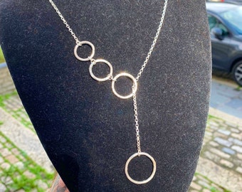 Sterling silver hammered ring lariat