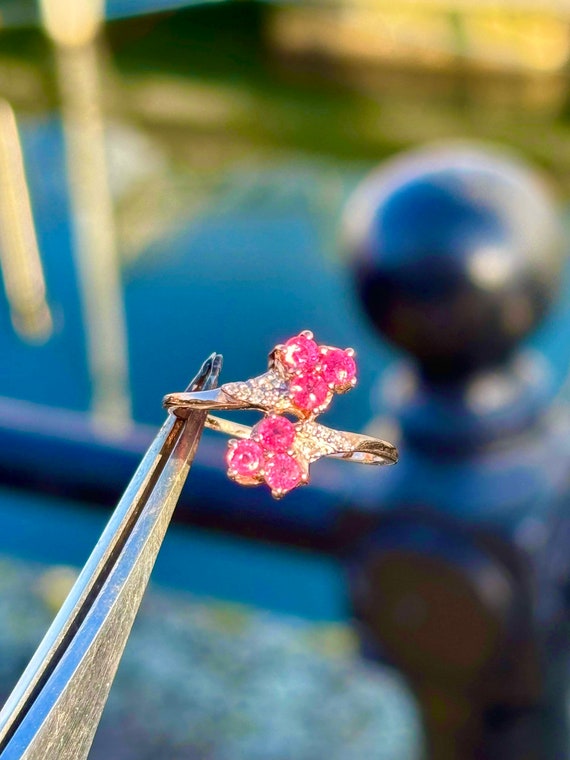 9ct rose gold Ruby and Diamond Ring - image 2