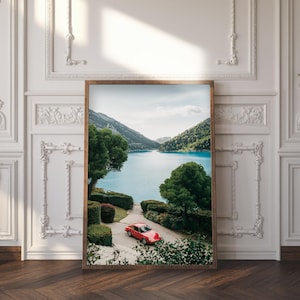 Crimson Serenity Old Geld druckbare Wandkunst, klassisches Porsche 911 Poster, Sofort Download, Büro oder Garage, 16x20