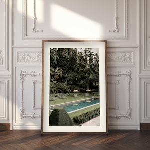 Afternoon Swim Luxury Paper Print, Old Money Poolside Photo, Matte Giclée 16x20, Ready to Frame