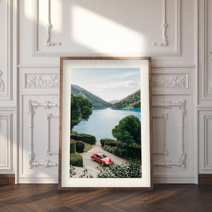 Crimson Serenity Old Geld druckbare Wandkunst, klassisches Porsche 911 Poster, Sofort Download, Büro oder Garage, 16x20