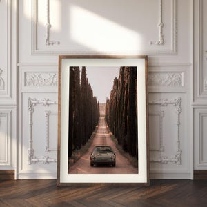 Arte mural imprimible de Old Money de "Toscan Roads", Porsche Cypress Drive clásico, descarga instantánea, para oficina o garaje, 16 x 20