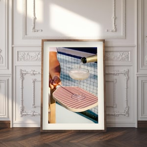 Arte mural imprimible de Racquet & Rosé Old Money, póster del club de pickleball, descarga instantánea, sala de juegos, 16 x 20