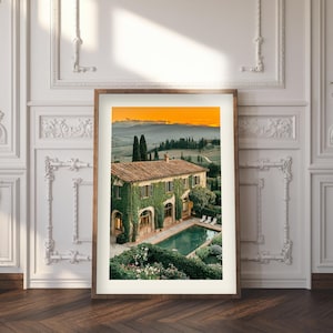 Dawn at the Villa altes Geld druckbare Kunst, italienische Sonnenaufgang Foto, sofortiger Download, Schlafzimmer Gelassenheit, 16x20