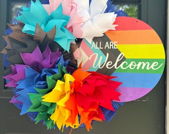 Large Rainbow Progressive Pride Wreath