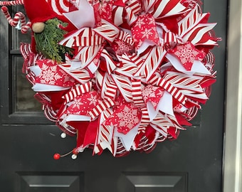 Red and White Christmas Wreath