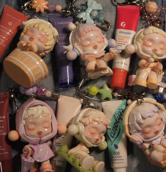 Skullpanda Keychain With Lip Balm - Bag Charm - Handmade - Popmart