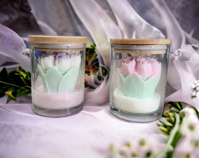 Tulip candle in a jar, Scented, Tulip Bouquet Candle, Wedding Favor, Party Favor, Baby Shower Favor, Flower Candle, Love Gift