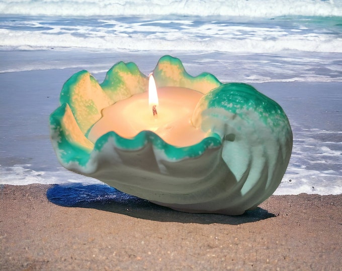 Sea Shell Candle, Candle in shell container, Summer Candle, Cute Candle, Fun Candle, Hand Made Shel Candle Container