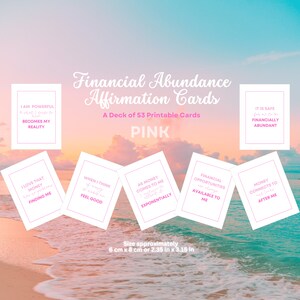 Financial Abundance Affirmation Cards Deck, 53 Affirmation Card Printable, Affirm Cards Digital, Inspirational Affirmations Instant Download