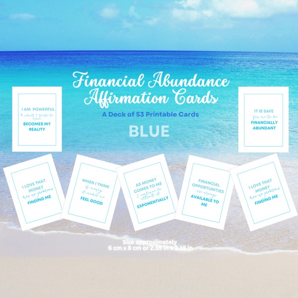 Financial Abundance Affirmation Cards Deck, 53 Affirmation Card Printable, Affirm Cards Digital, Inspirational Affirmations Instant Download