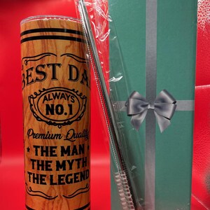 Best Dad Ever Tumbler 20oz – Woodgrain Design, Father&#39;s Day Gift, Personalized Travel Mug