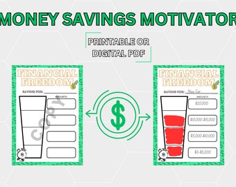 Motivational Money Savings Sheet, Budgeting Plan, Saving Plan for Your Goals, Achieve Financial Freedom