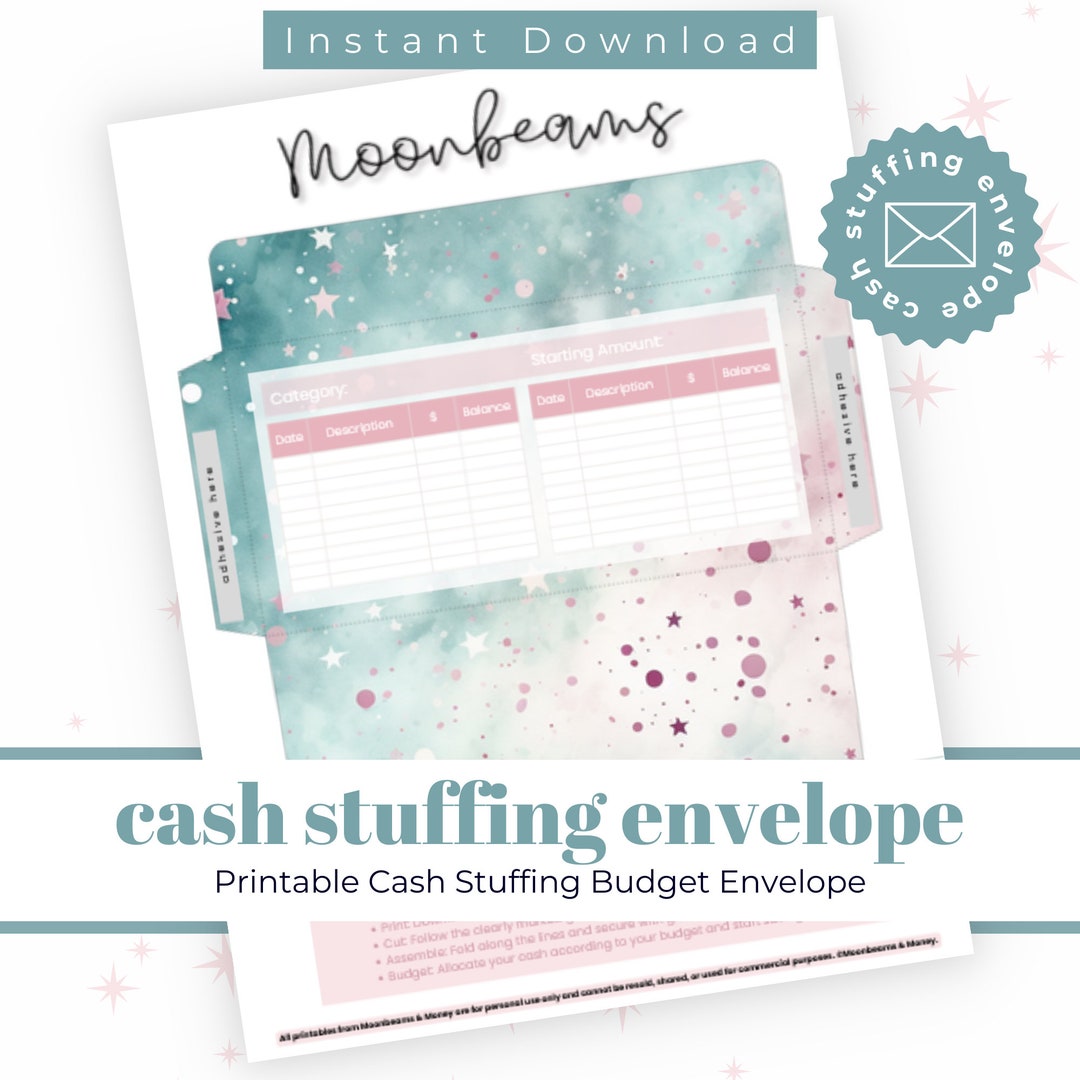 Printable Cash Stuffing Envelope Celestial Moonbeam Design Etsy