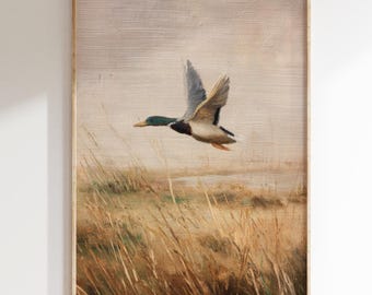 Mallard Duck Painting Download, Boys Room Printable Art, Vintage Neutral Nursery Decor, Digital Print, Hunting Outdoor Rustic Artwork