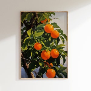 Orange Tree Kitchen Art Download, Printable Wall Decor, Still Life Painting Digital Print, Dining Room, Fruit