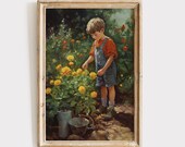 Vintage Wall Art Download | Boys nursery room printable wall decor Boy flower garden abstract farmhouse digital print antique kids room