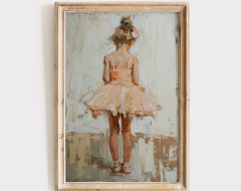 Ballerina Painting Download, Vintage Girls Room Art, Girl Nursery Printable Wall Decor, Pink Tutu Digital Print