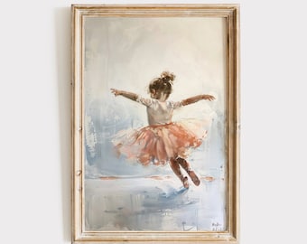 Ballerina Painting Download, Vintage Girls Room Art, Girl Nursery Printable Wall Decor, Pink Tutu Digital Print