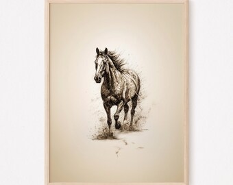 Western Horse Print Download Cowboy Horses Sketch Boys Room Nursery Vintage Decor Rustic Antique Farmhouse Printable Wall Art Digital Rodeo