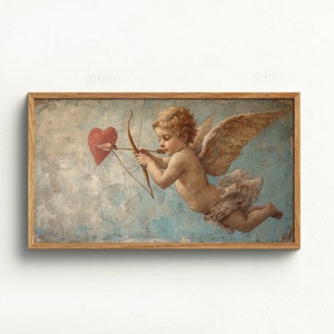 Arte para TV con marco de Cupido para Samsung, obra de arte para San Valentín, pintura vintage de amor y romance de San Valentín (4K) descarga digital