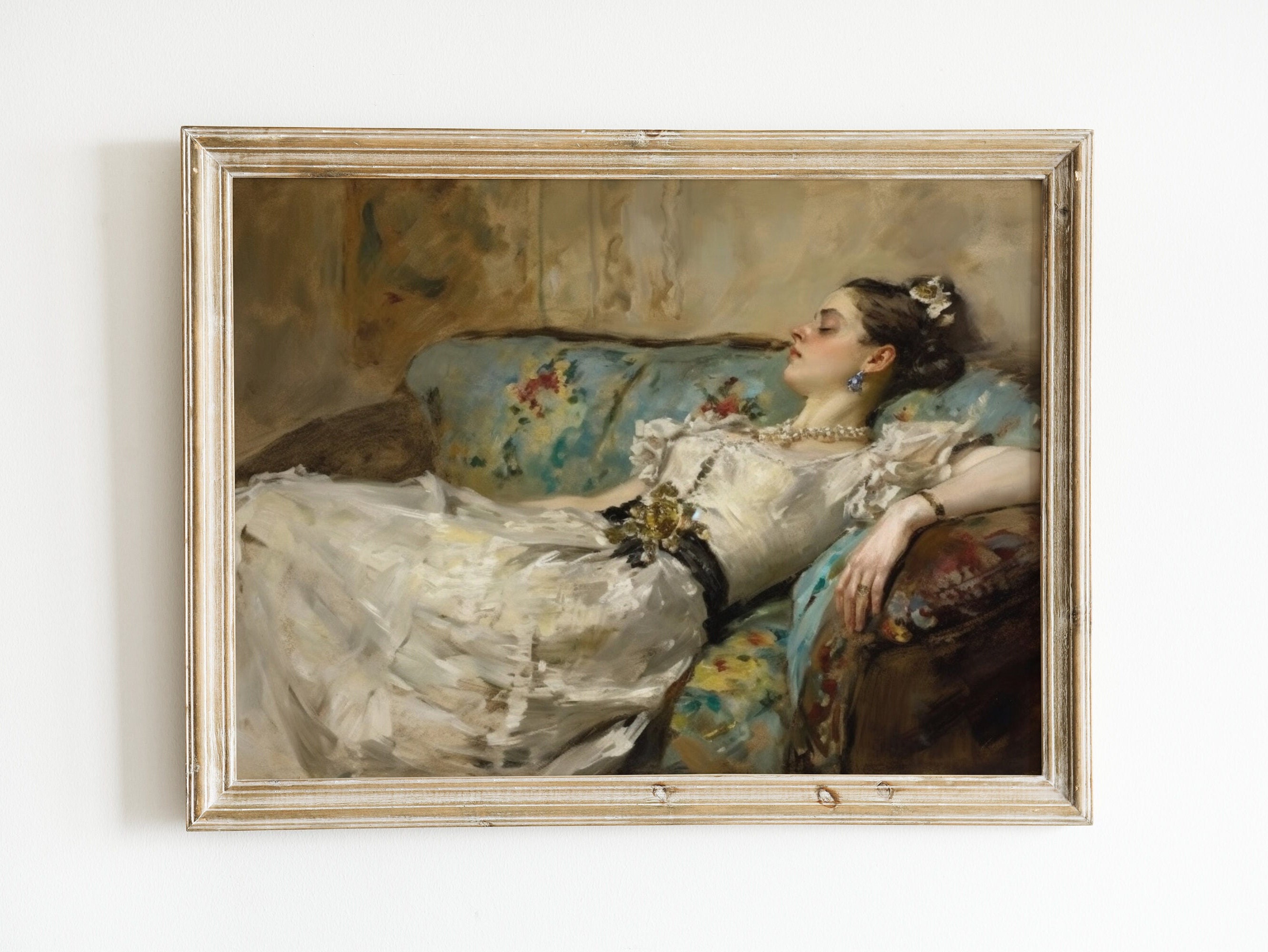 Victorian Woman on Couch Painting Download Vintage Printable Wall Art ...