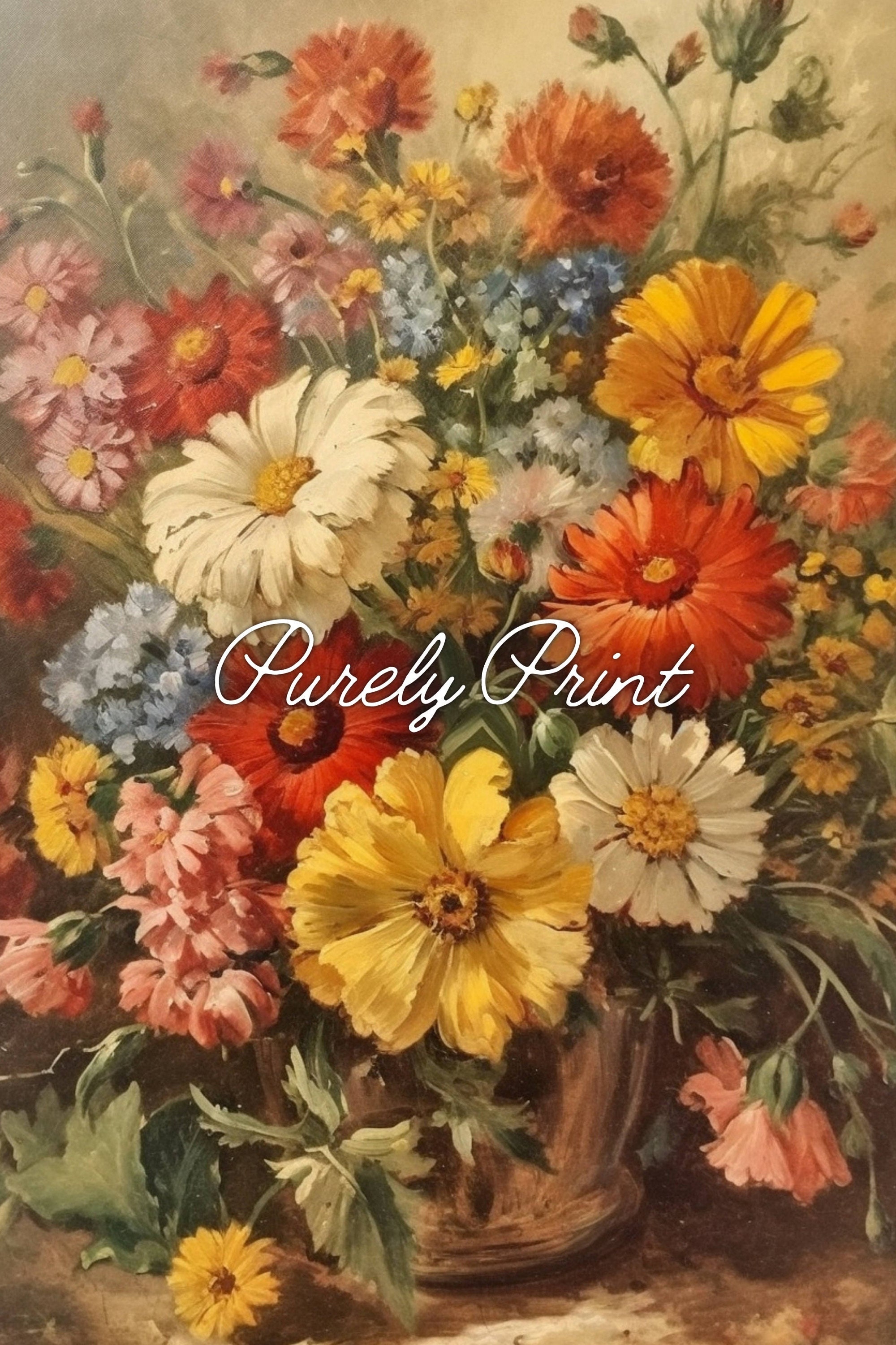 Wildflower Vintage Oil Painting Download | Antique Printable Wall Art ...
