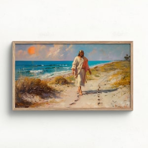 Samsung Frame Tv Art, Christian Jesus Walking Painting, Easter Calvary Crucified, Religious, 4k HD Artwork