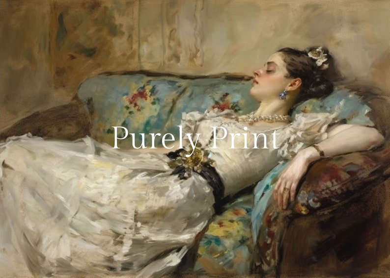 Victorian Woman on Couch Painting Download Vintage Printable Wall Art ...