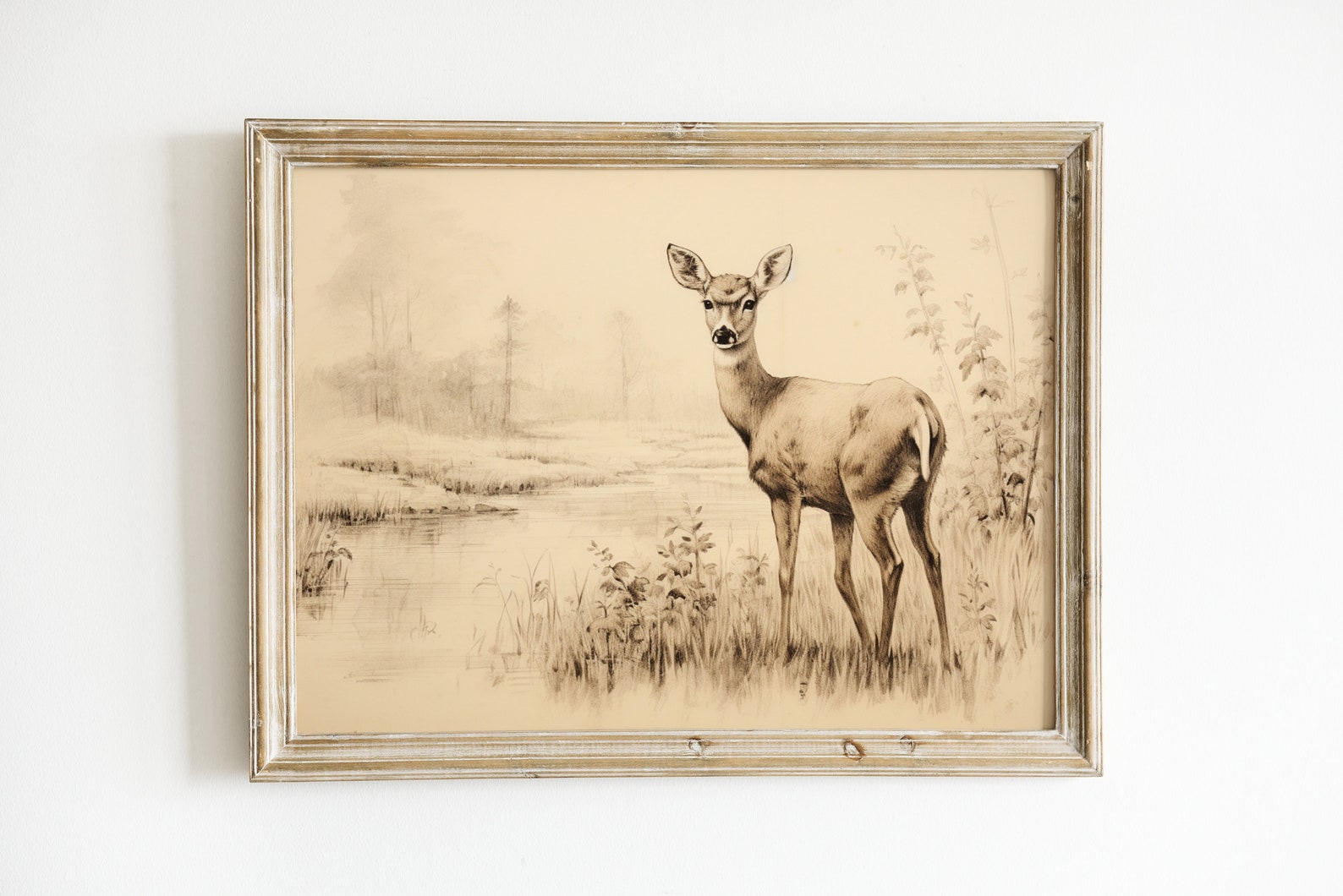 Vintage Deer Sketch Print, Hunting Digital Printable Wall Art Download ...