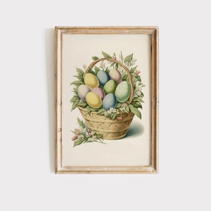 Easter Egg Basket Printable Wall Art | Easter Egg Painting Download | Spring  Digital Print