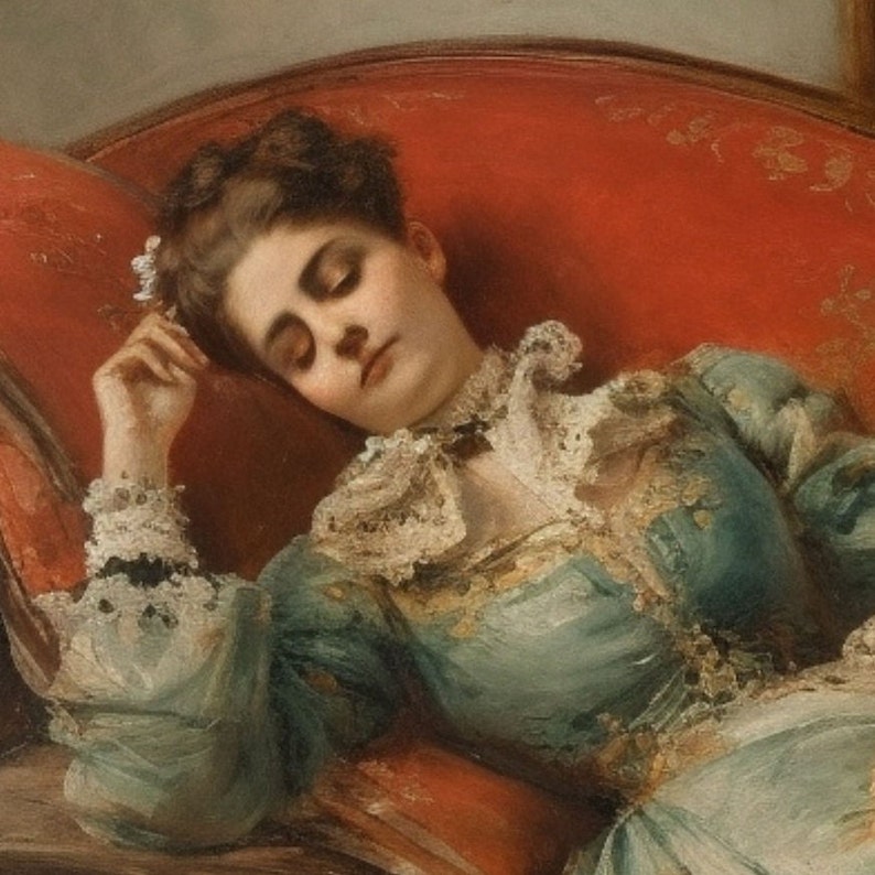 Victorian Woman on Couch Painting Download Vintage Printable Wall Art ...