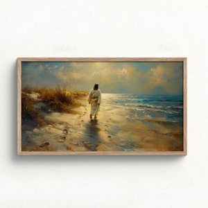 Samsung Frame Tv Art, Christian Jesus Walking Painting, Easter Calvary Crucified, Religious, 4k HD Artwork