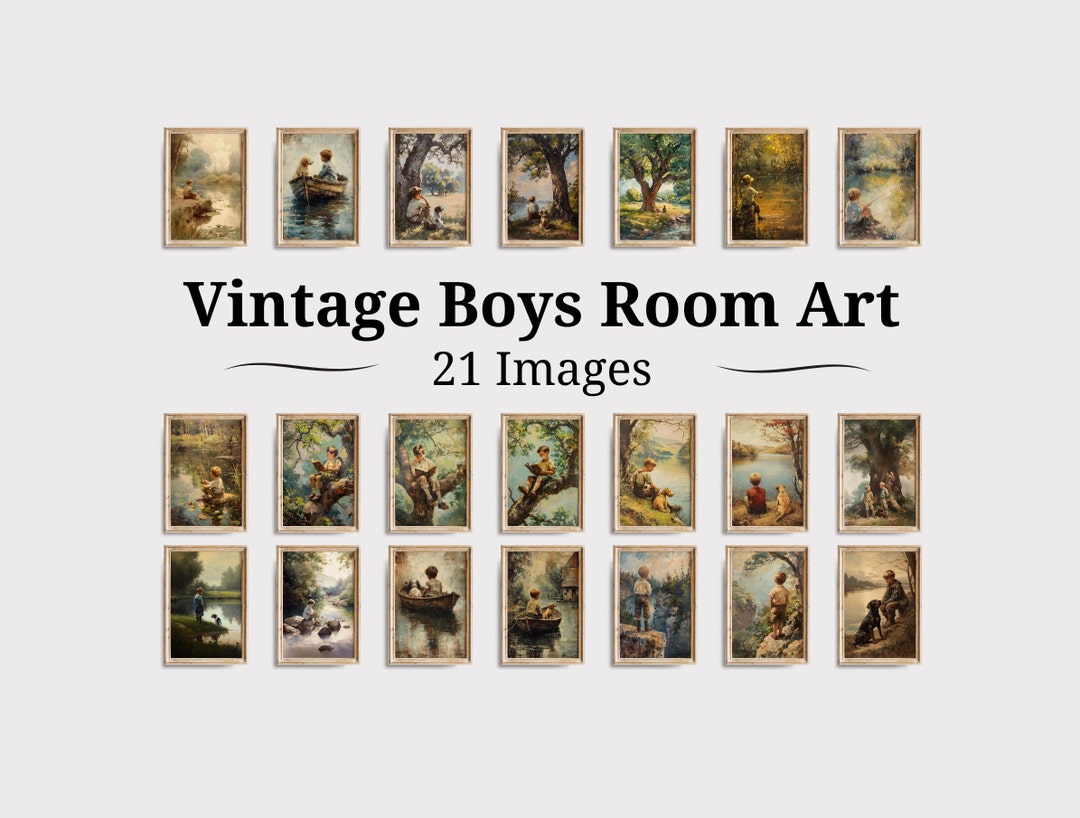 Vintage Boys Room Art Bundle, Set of 21 Digital Download, Printable ...