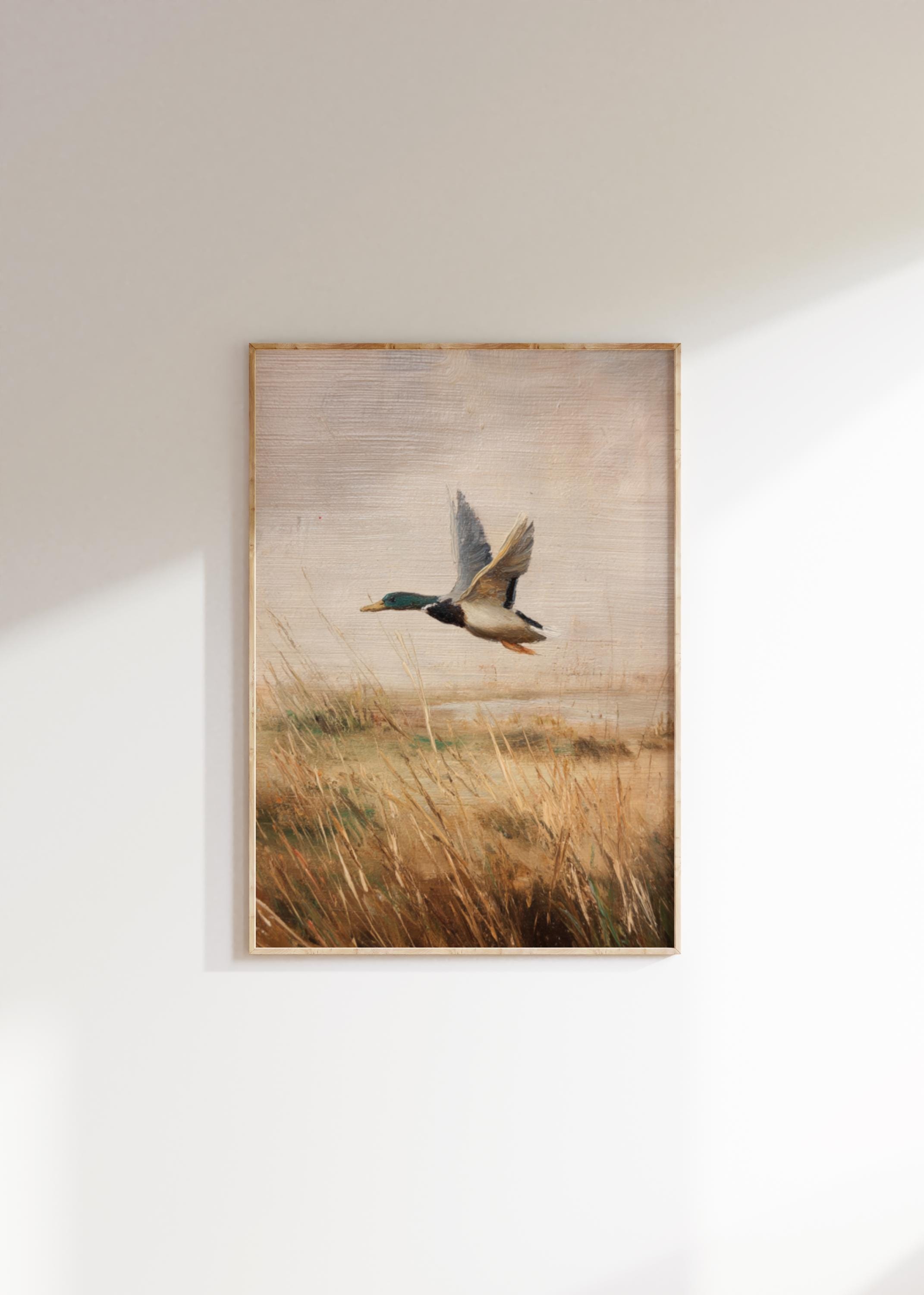 Wilde eend schilderij downloaden, jongenskamer afdrukbare kunst, vintage neutraal kinderdagverblijf decor, digitale print, jacht buiten rustieke kunstwerken