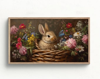 Easter Samsung Frame Tv Art, Digital Bunny Rabbit Painting Download, Vintage Spring Springtime Decor, 4k Artwork, Lg Tv