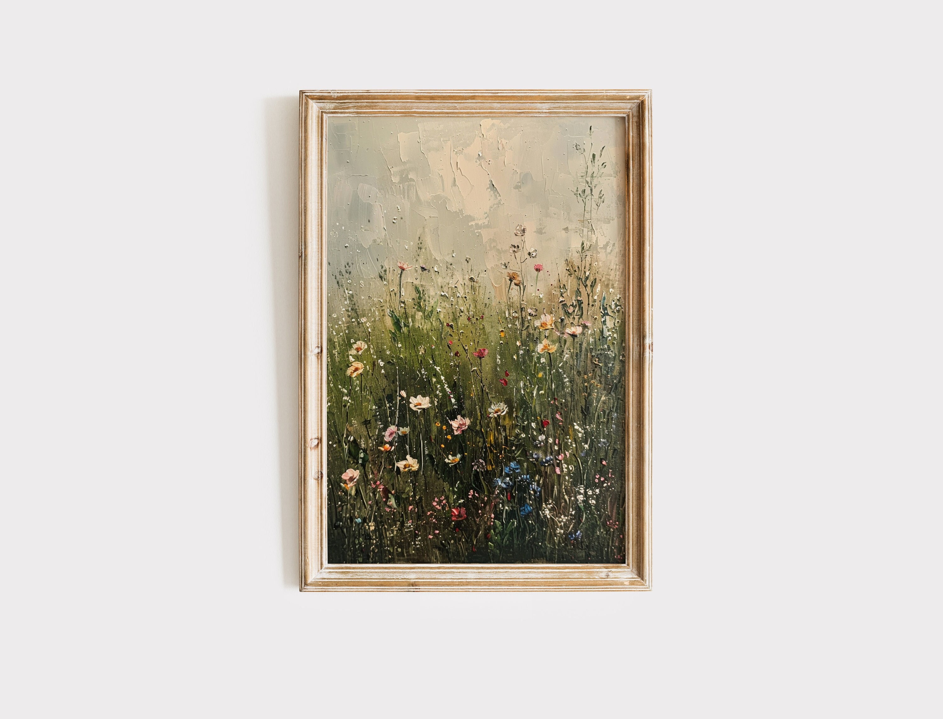 Vintage Wildflower Painting Download, Floral Artful Art, Wall Print, Spring Printable Decor, Girls Room Nursery, Flowers, Rustic Farmhouse
