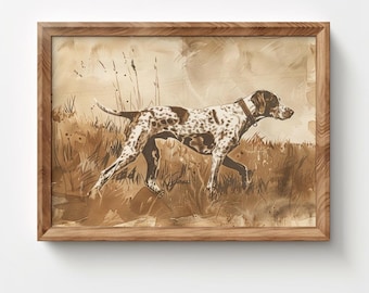 Hunting Dog Sketch Download, GSP Printable Wall Art, Vintage Boys Room Art, Nursery Decor, Digital Download