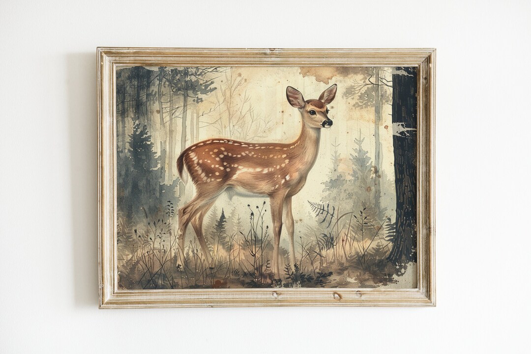 Vintage Deer Print Download, Hunting Nursery Printable Wall Art ...