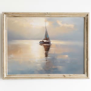 Sail Boat Painting Download | Digital Print | Vintage Oil Painting Boat| Printable Wall Art