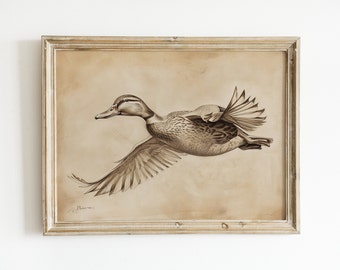 Vintage Duck Sketch Download, Boys Room Hunting Decor, Boy Nursery Wall Art, Rustic Farmhouse Country Artwork, Printable Digital Print