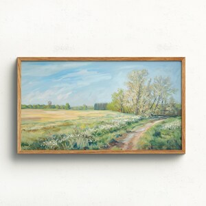 Springtime Frame Tv Art, Spring Samsung Frame Wall Decor, Rustic Vintage Farmhouse Oil Painting Download, 16 x 9, 4k