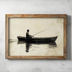 Vintage Fishing Sketch Download, Boys Room Wall Art, Printable Decor, Man Cave Artwork, Outdoors, Boy Nursery Art, Lake House Art, Cabin Art